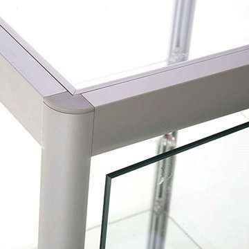 Vitrine glasskab - Showcase Counter Solo glasmontre med LED lys og lås – sølv