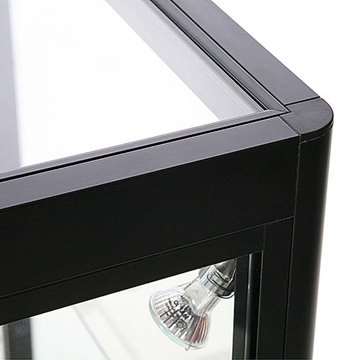 Vitrine glasskab - Showcase Counter Solo glasmontre med underskab, LED lys og lås - sort