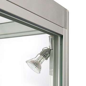 Vitrine glasskab - Showcase Counter Duo glasmontre med underskab, LED lys og lås - sølv
