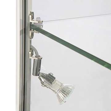 Vitrine glasskab med LED lys og lås, sølv