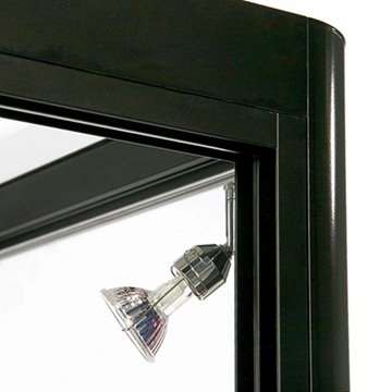 Vitrine glasskab med LED lys og lås, sort