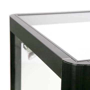 Vitrine glasskab med LED lys og lås, sort