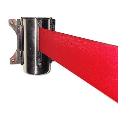 Crowd Barrier, Wall Dispenser, Stainlees Steel with 3meter Red belt 