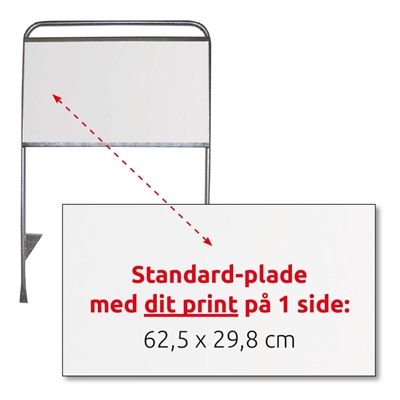 Plade med print på 1 side, 62,5 x 29,8 cm til Estate Sign Standard