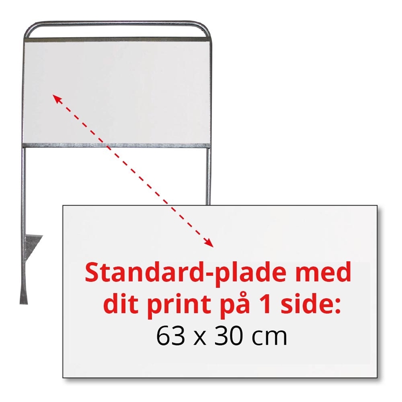 Plade med print på 1 side, 63 x 30 cm til Estate Sign Standard