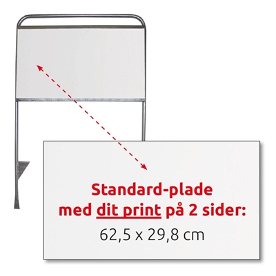 Plade med print på 2 sider, 62,5 x 29,8 cm, til Estate Sign Standard