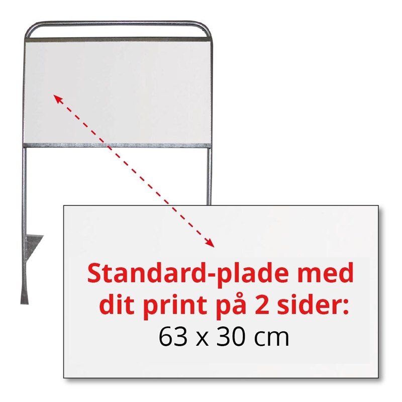 Plade med print på 2 sider, 63 x 30 cm, til Estate Sign Standard