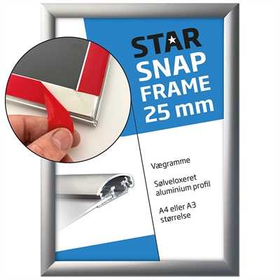 Snapramme Fast-Fix, alu/sølv, 25 mm