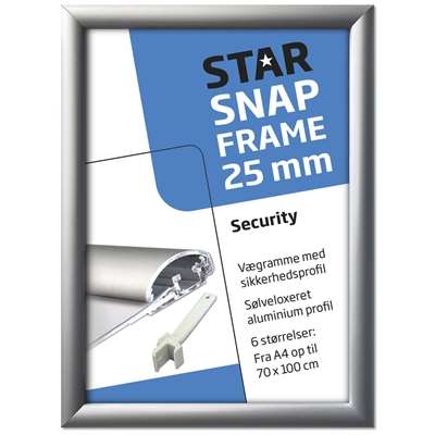 Alu Security Klapramme, sølv, 25 mm profil