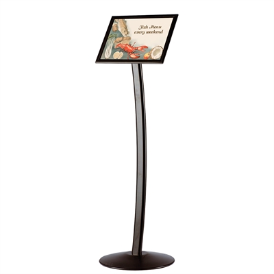Buet infostander med vendbar A4-ramme, sort