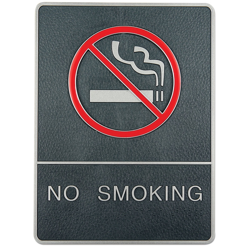 Billede af Dørskilt med ikon/tekst/blindeskrift - NO SMOKING