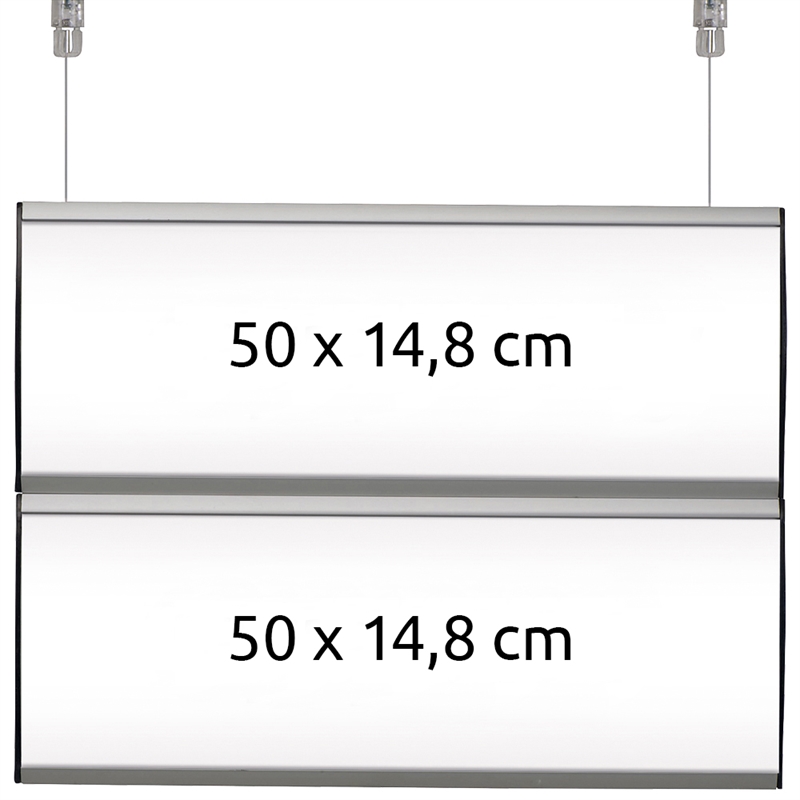 Skiltesystem til loftmontage, dobbeltsidet, 2 stk. 50 x 14,8 cm