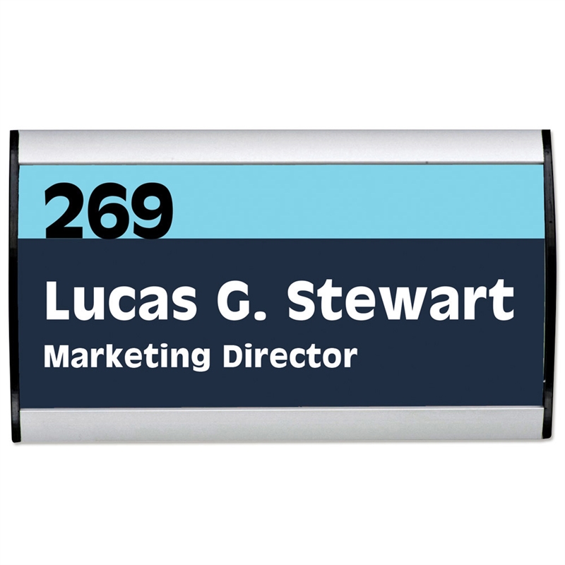 Væg/dørskilt, alu/sølv, 15 x 7,4 cm