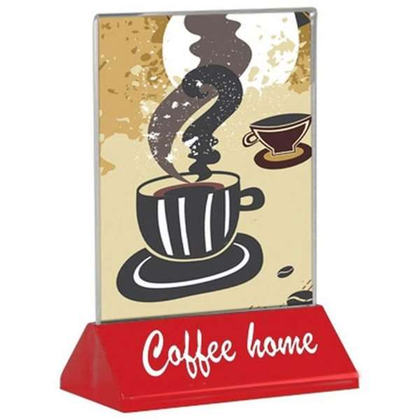 Pyramid Menukortholder vertikal A6 10.5x14.8 cm rød Displaylager.dk