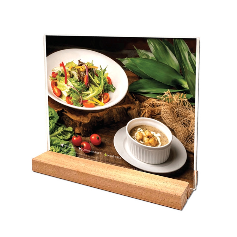 WOOD Block Menu holder acrylic A6 vertical/angled