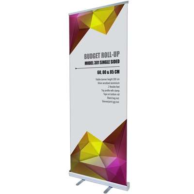 Budget Roll-up enkeltsidet - 60x200 cm - sølv - med banner og print