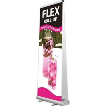 Flex Roll-up, dobbeltsidet, alu/sølv, 90 x 230 cm