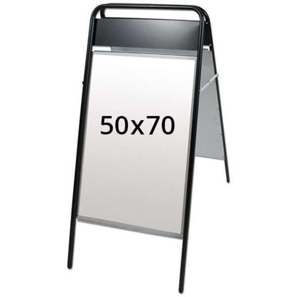 Se Expo Sign Gadeskilt med logoplade - 50x70 cm - sort hos Displaylager.dk