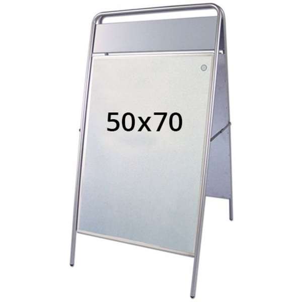 Se Expo Sign Gadeskilt med logoplade - 50x70 cm - sølv hos Displaylager.dk