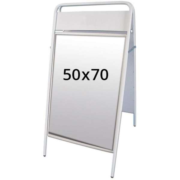 Se Expo Sign Gadeskilt med logoplade - 50x70 cm - hvid hos Displaylager.dk