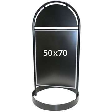 Gotik Circle Gadeskilt med logoplade - 50x70 cm - sort