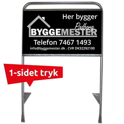 Estate Sign Standard, mæglerskilt, med plade og print på 1 side