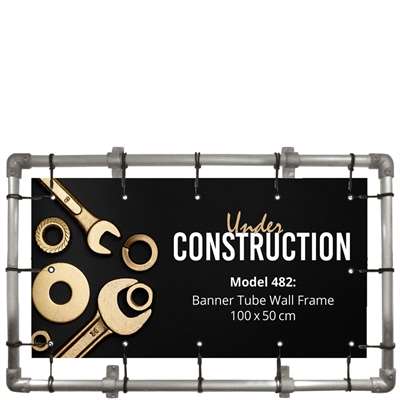 Banner Tube Wall Frame, ramme med vægbeslag, af 48 mm alurør, 100 x 50 cm 
