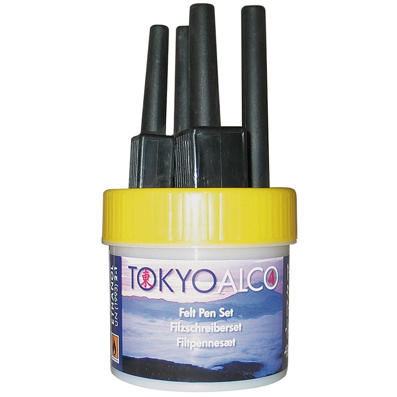 Tokyo Alco, sæt med 4 filtpenne, gul
