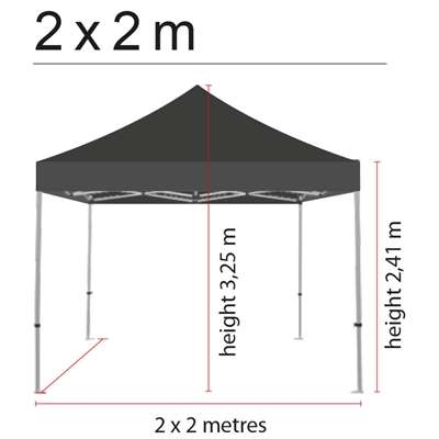 Event Tent Lux, 2 x 2 m, alu/sølv med sort top