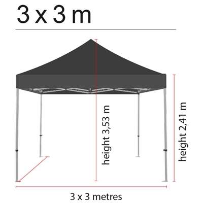 Side til Event Tent Lux, 3 x 3 m, sort, uden tryk