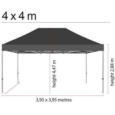 Event Tent Lux, 4 x 4 m, alu/sølv med sort top