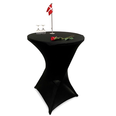 Event table rundt Ø 80cm - højde 110cm, hvid plade med stål stel med Elastisk Sort dug