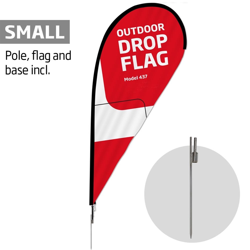 Beachflag, Outdoor Drop Flag, Small, inkl. flag og jordspyd