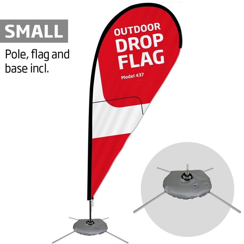 Beachflag, Outdoor Drop Flag, Small, inkl. flag og Cross Flag Base