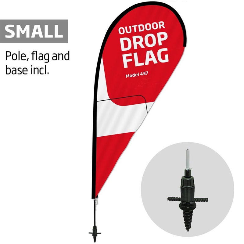 Beachflag, Outdoor Drop Flag, Small, inkl. flag og skruespyd