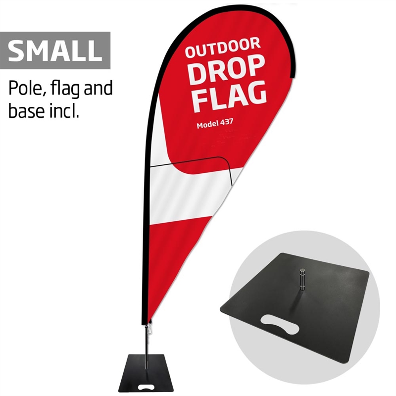 Beachflag, Outdoor Drop Flag, Small, inkl. flag og Black Flag Base
