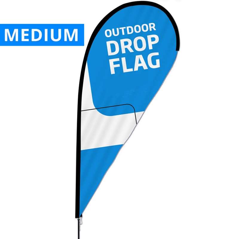 Se Beachflag, Outdoor Drop Flag, Medium, inkl. flag og Black Flag Base hos Displaylager.dk