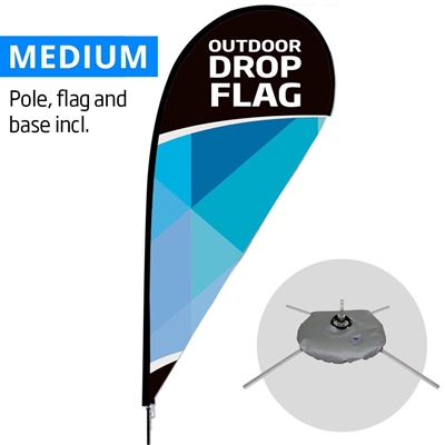 Beachflag, Outdoor Drop Flag, Medium inkl. flag og Cross flag base