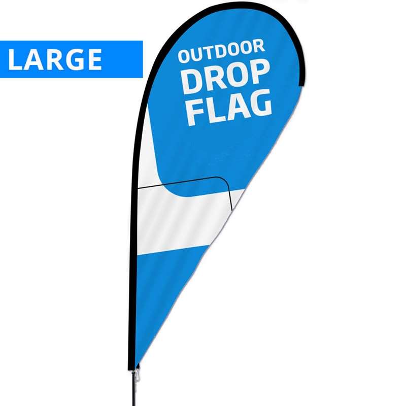 Se Beachflag, Outdoor Drop Flag, sort stang, Large inkl. flag og Cross flag base hos Displaylager.dk