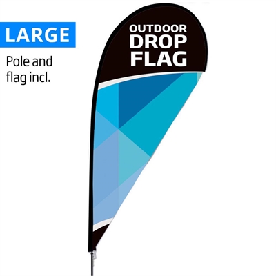 Udendørs dråbeformet flag, Large, inkl flag med print og sort stang