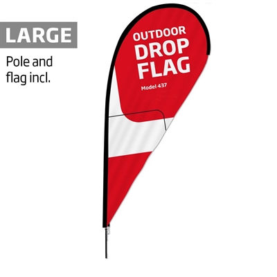Udendørs dråbeformet flag, Large, med sort stang og flag