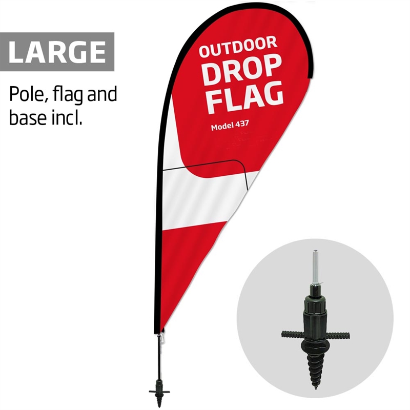 Beachflag, Outdoor Drop Flag, Large inkl. flag og skruespyd