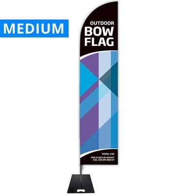 Beachflag, Outdoor Bow Flag, Medium, inkl. flag og Black Flag Base