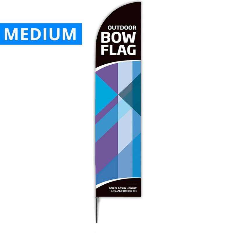 Beachflag, Outdoor Bow Flag, sort stang, Medium, inkl. flag