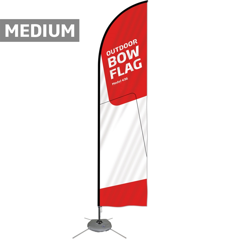 Udendørs Buet Flag, Medium, inkl. flag og Cross fod