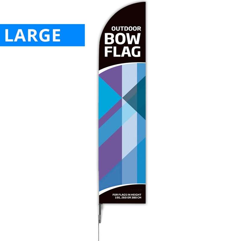 Billede af Beachflag, Outdoor Bow Flag, sort stang, Large, inkl. flag og Spike Flag Base