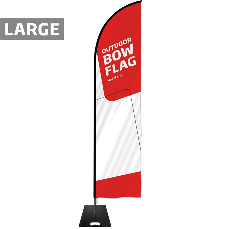 Beachflag, Outdoor Bow Flag, sort stang, Large, inkl. flag og tung, sort fod