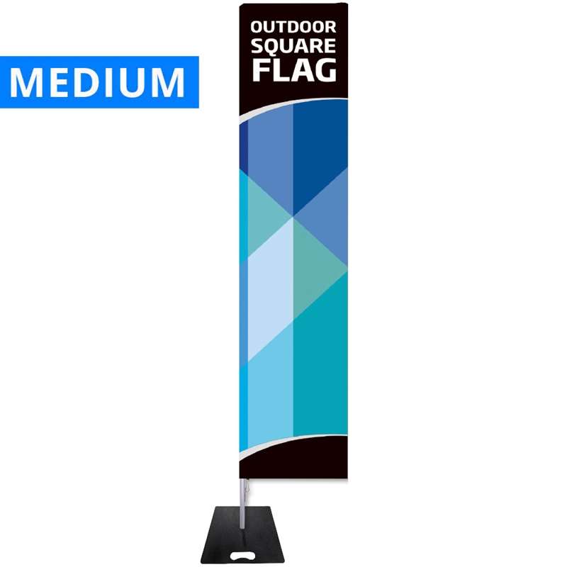 Billede af Beachflag, Outdoor Square Flag, Medium, inkl. stang, flag og sort, flad fod