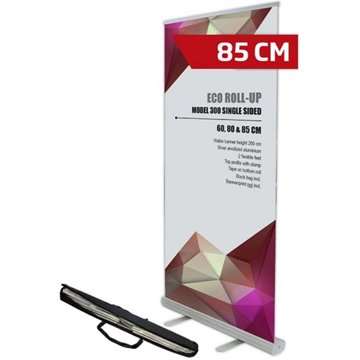 Eco Roll-up kassette 85 cm - alu - kraftig taske m/ lang lynlås + single box