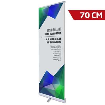 Basic Roll-up, enkeltsidet, alu/sølv, 70 cm, inkl. bannerprint